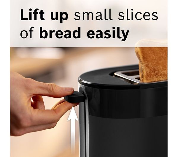 BOSCH MyMoments DELIGHT TAT2M123GB 950W 2 SLICE TOASTER DEFROST FUNCTION BLACK