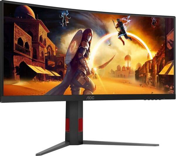AOC CU34G4 34" GAMING MONITOR WIDE QUAD HD 1440P CURVED VA LCD HDMI DISPLAYPORT showcasing vibrant gaming graphics.