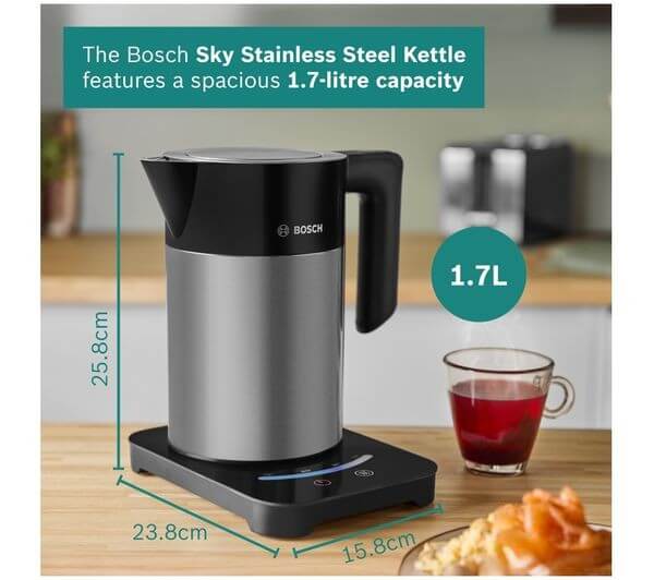 BOSCH Sky TWK7201GB 3000W 1.7L CORDLESS JUG STAINLESS STEEL KETTLE WHITE