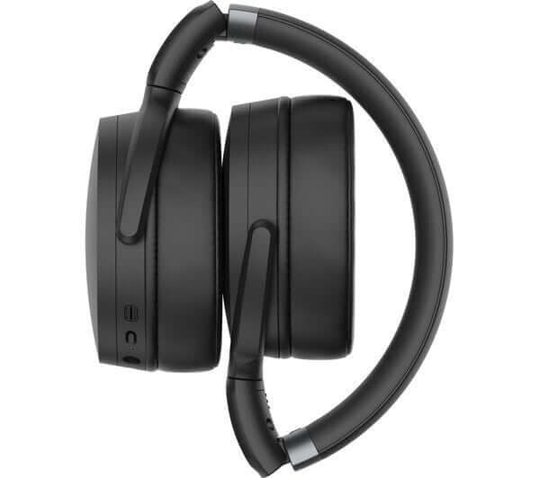 SENNHEISER HD 450BT HEADPHONES WIRELESS BLUETOOTH 5.0 NOISE-CANCELLING BLACK side view showing sleek design.