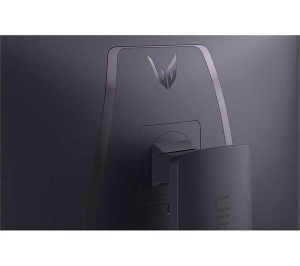 Back view of LG 32GX850A-B 32" OLED GAMING MONITOR ULTRAGEAR GX8 showing adjustable mount and logo.