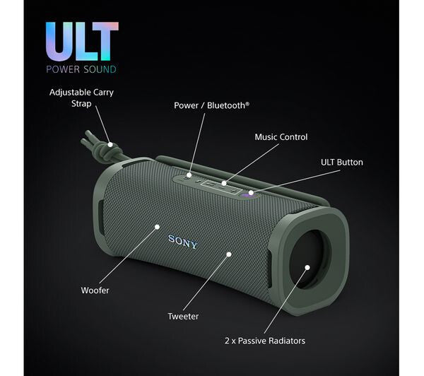 SONY BLUETOOTH SPEAKER PORTABLE WATERPROOF WIRELESS FOREST GRAY ULT FIELD 1