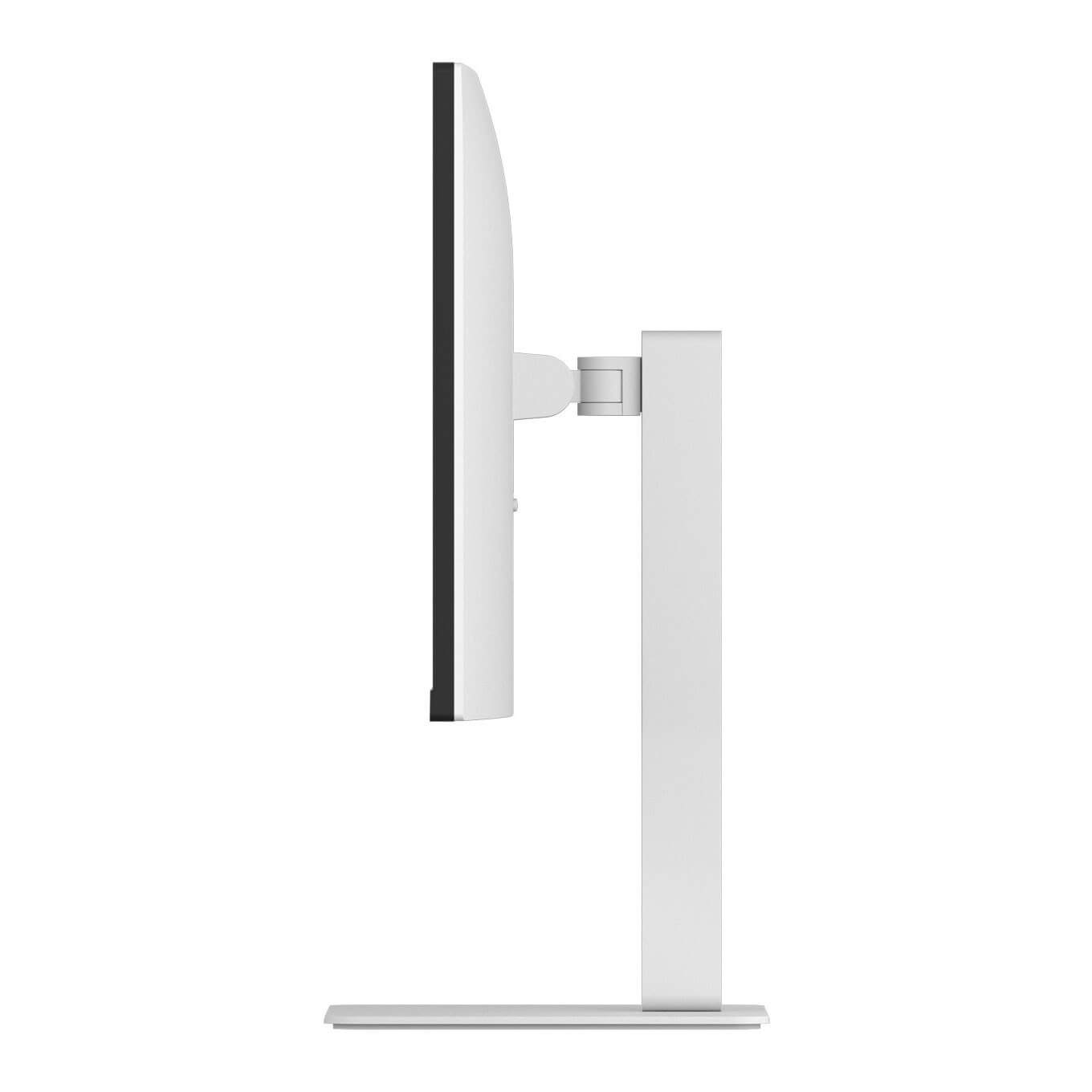 Side view of LG 27US550-W 27" 4K UHD monitor showing sleek white design and adjustable stand.