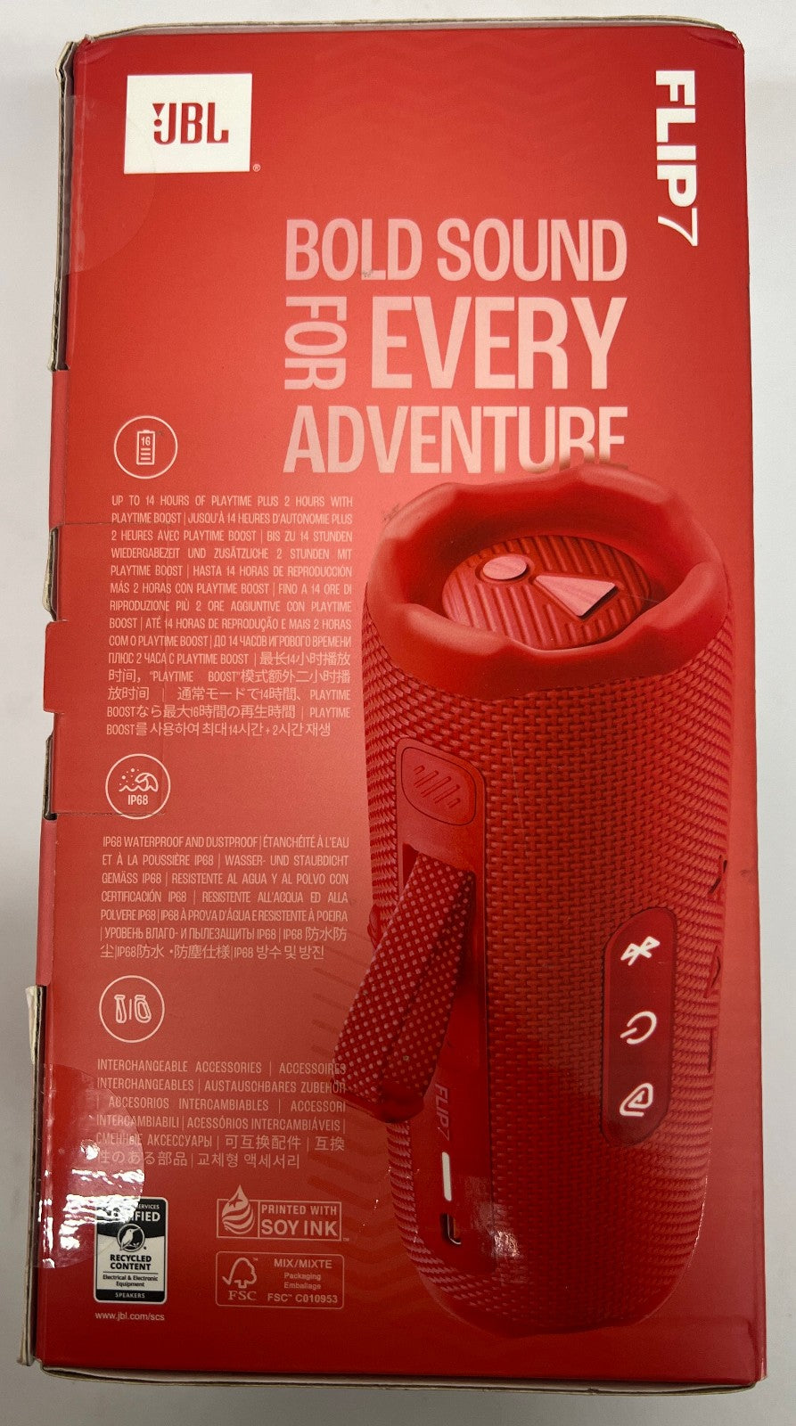 JBL FLIP 7 PORTABLE BLUETOOTH WIRELESS 35W SPEAKER IP68 RECHARGEABLE RED NEW