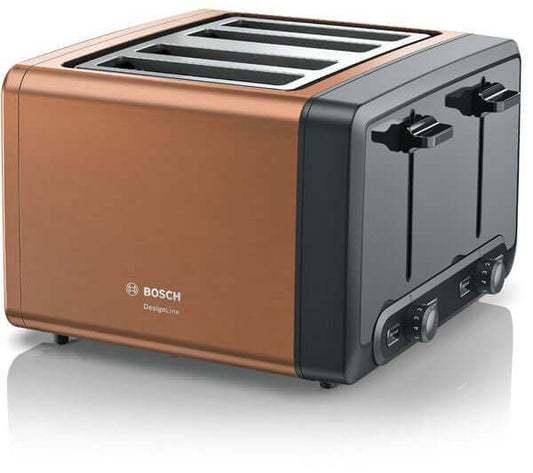 BOSCH DesignLine PLUS TAT4P449GB 4 SLICE TOASTER 1940W STAINLESS STEEL COPPER