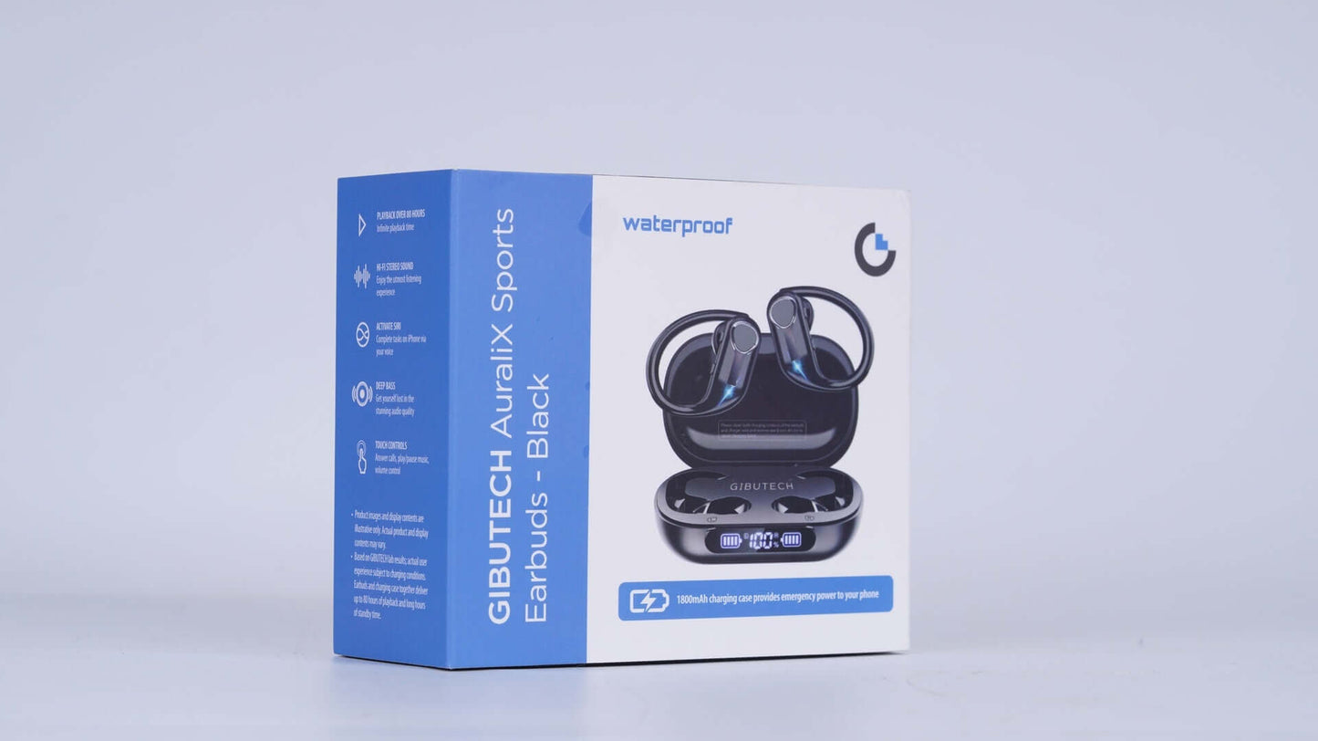 Gibutech AuraliX Sports Waterproof Wireless Earbuds with 1800mAh power bank case