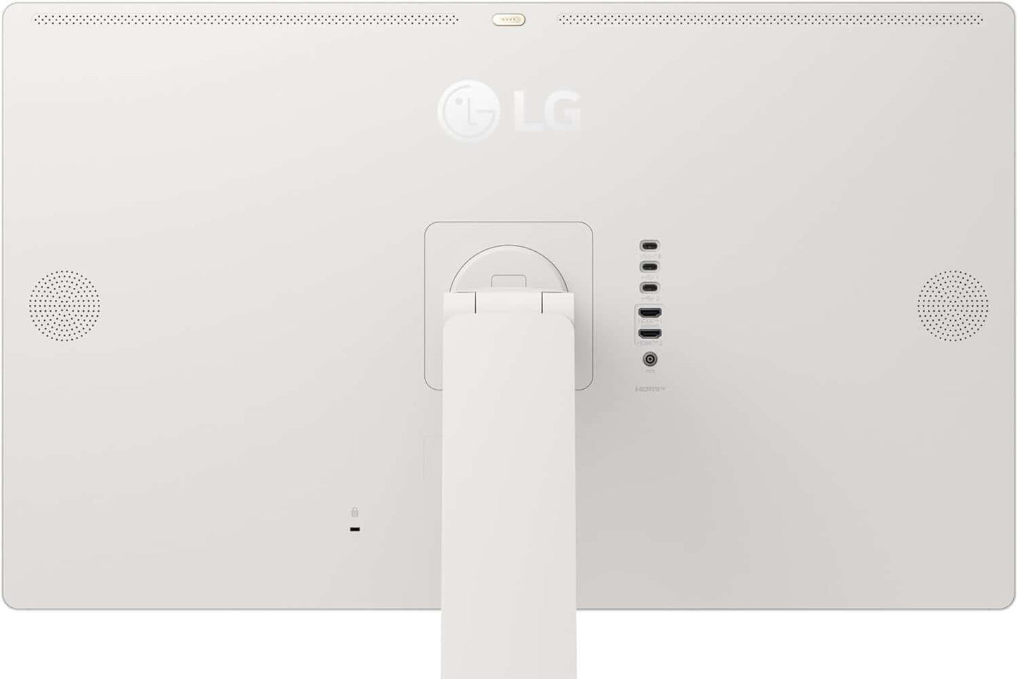 LG 32U889SA-W 4K UHD 2160P SMART IPS 31.5" MONITOR SWING TOUCHSCREEN WHITE HDMI back view with adjustable stand.
