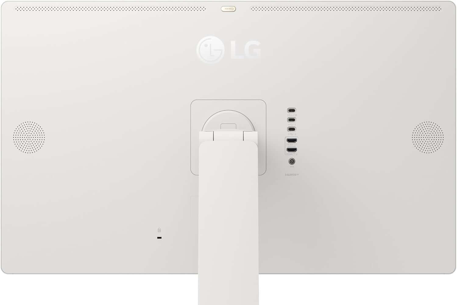 LG 32U889SA-W 4K UHD 2160P SMART IPS 31.5" MONITOR SWING TOUCHSCREEN WHITE HDMI back view with adjustable stand.