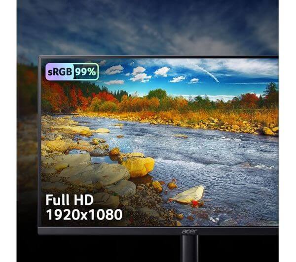 ACER KB272G0BI 27" IPS LCD MONITOR FULL HD 1080P 250 cd/m² 120HZ 4MS HDMI VGA displaying vibrant landscape.