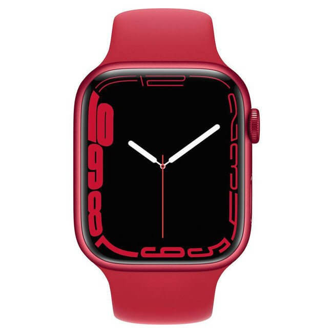 Apple Watch Series 7 45mm Cellular | Unlocked in red with a sleek black display and stylish design.
