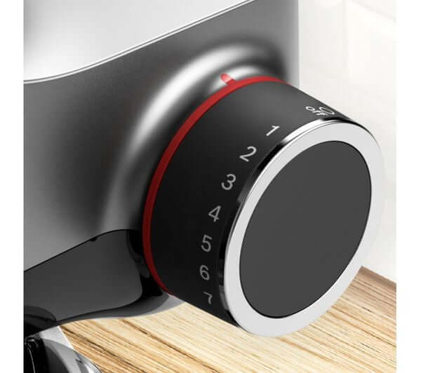 BOSCH 7-IN-1 MUMS2VM40 KITCHEN MACHINE STAND MIXER 900W 3.8L 7 SPEED BLACK NEW speed control dial close-up.