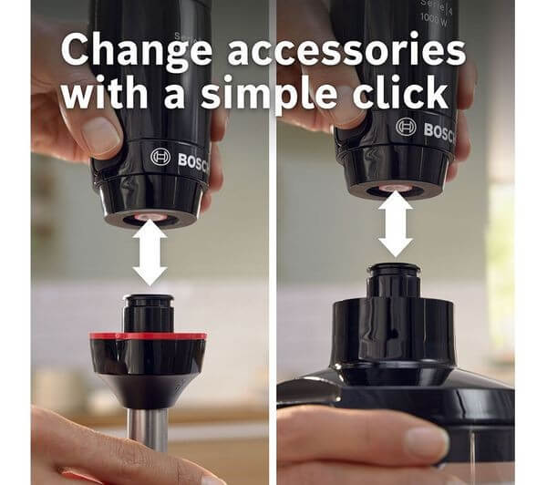 BOSCH SERIES 4 ErgoMaster MSM4B6V2GB HAND BLENDER VARIABLE SPEED 1000W BLACK accessory change process