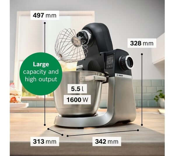 BOSCH SERIES 6 MUMS6ZM00G 1600W 5.5L STAND MIXER 7 SPEED BLACK & SILVER NEW
