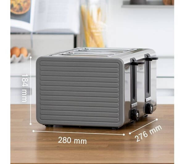 BOSCH SILICONE TAT7S45GB 1800W 4 SLICE TOASTER STAINLESS STEEL GRAPHITE GREY