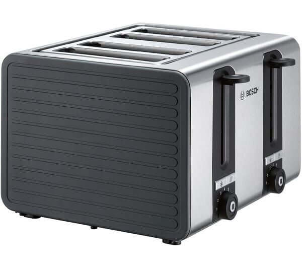 BOSCH SILICONE TAT7S45GB 1800W 4 SLICE TOASTER STAINLESS STEEL GRAPHITE GREY