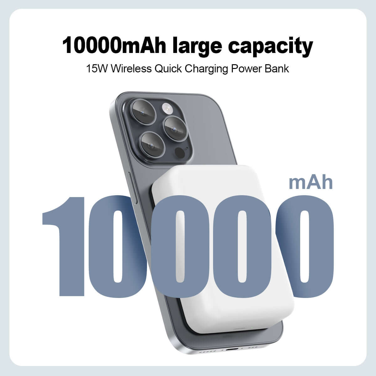 Eseekgo 10000mAh magnetic wireless power bank with 15W rapid charging for smartphones.