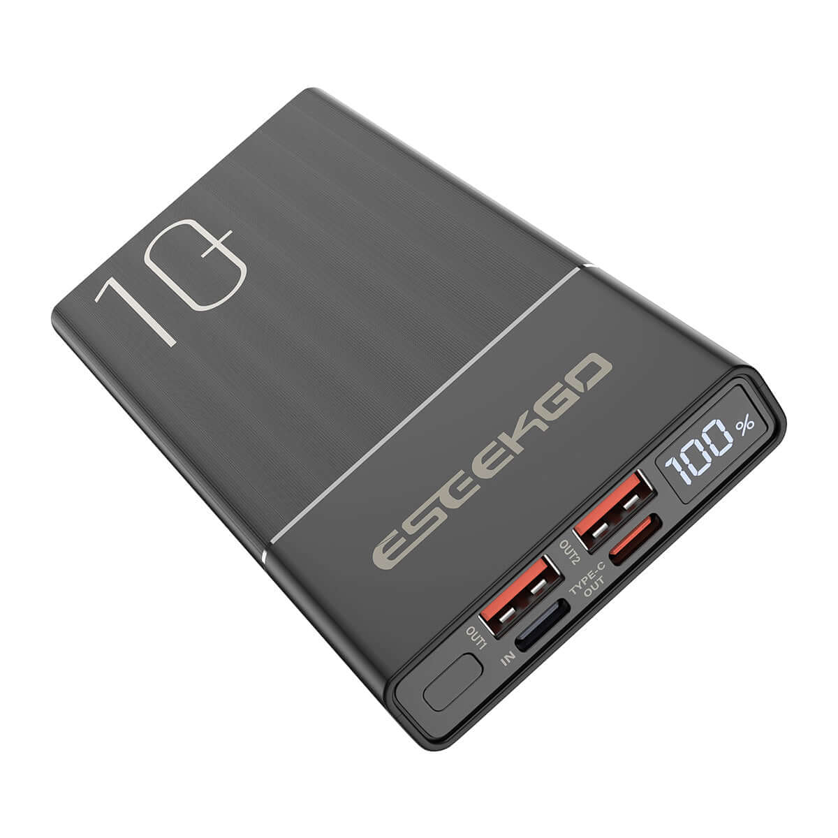 Eseekgo 10000mAh 22.5W digital display power bank with USB-C cable and power level indicator