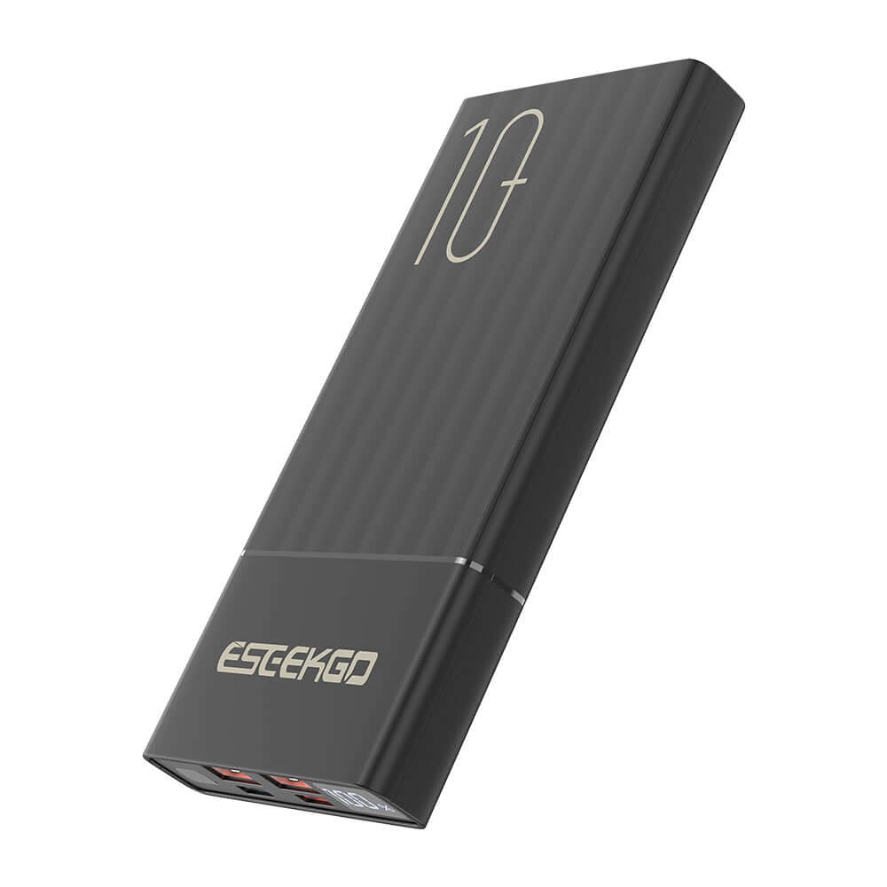 Eseekgo 10000mAh 22.5W digital display power bank with USB-C cable, showcasing a sleek black design.
