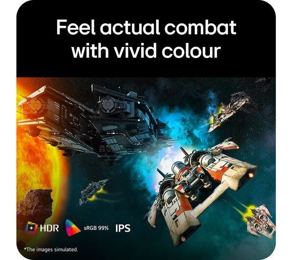 Feel actual combat with vivid colour in a space-themed image showcasing ships and vibrant HDR effects.