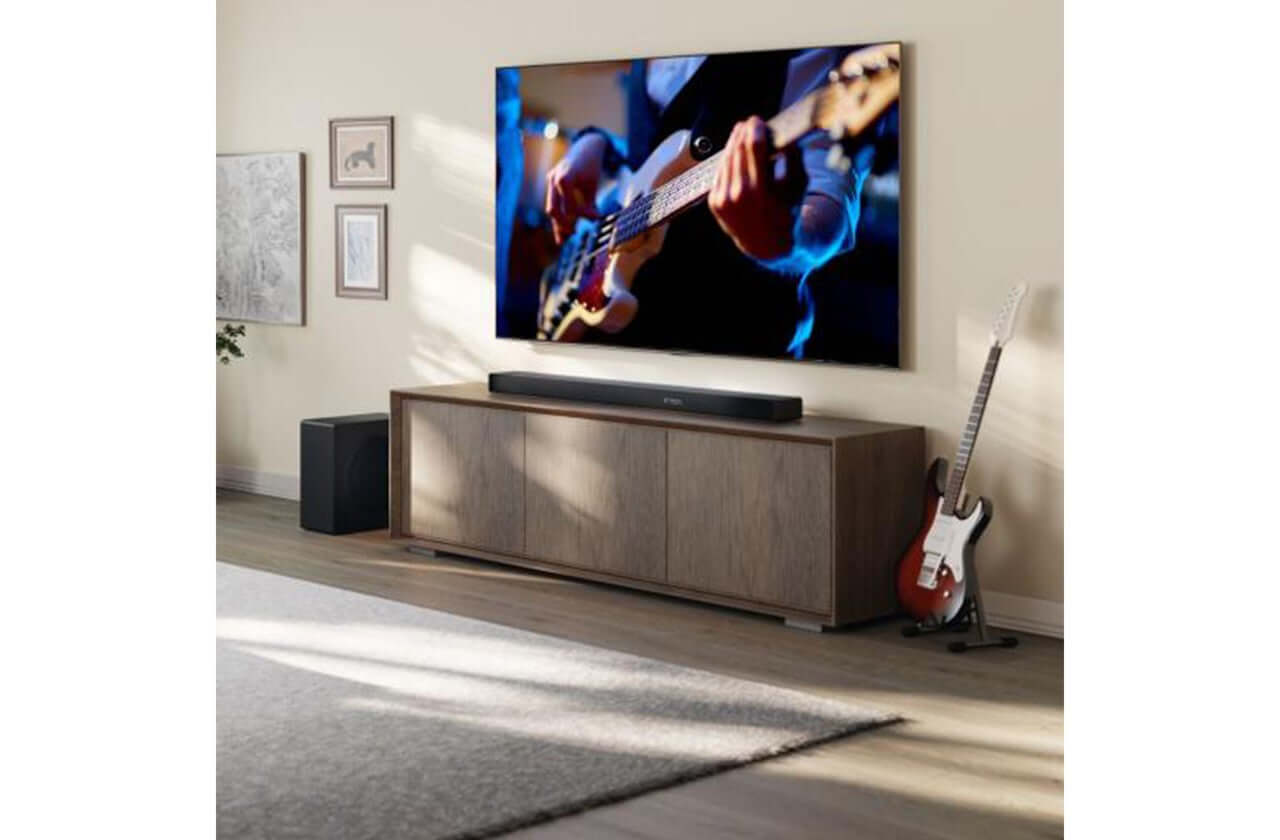 HISENSE AX3120Q 3.1.2 WIRELESS SOUNDBAR SUBWOOFER DOLBY ATMOS DTS Virtual:X NEW in modern living room setup.
