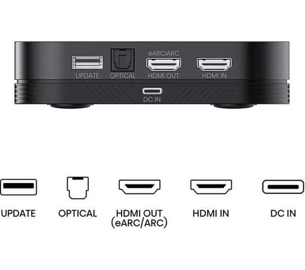 HISENSE HT SATURN 4.1.2 WIRELESS 720W SOUNDBAR DOLBY ATMOS & DTS Virtual:X NEW connection ports and inputs.