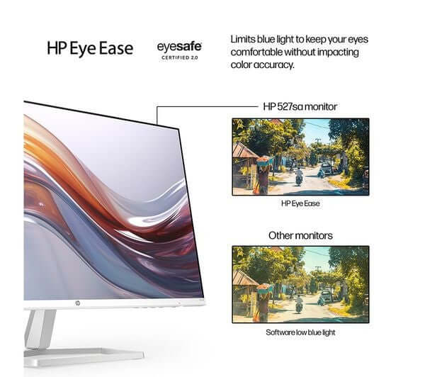 HP SERIES 5 527SA FULL HD 27" IPS LCD MONITOR 1080p 100Hz 5MS MONITOR HDMI VGA showcasing Eye Ease technology.