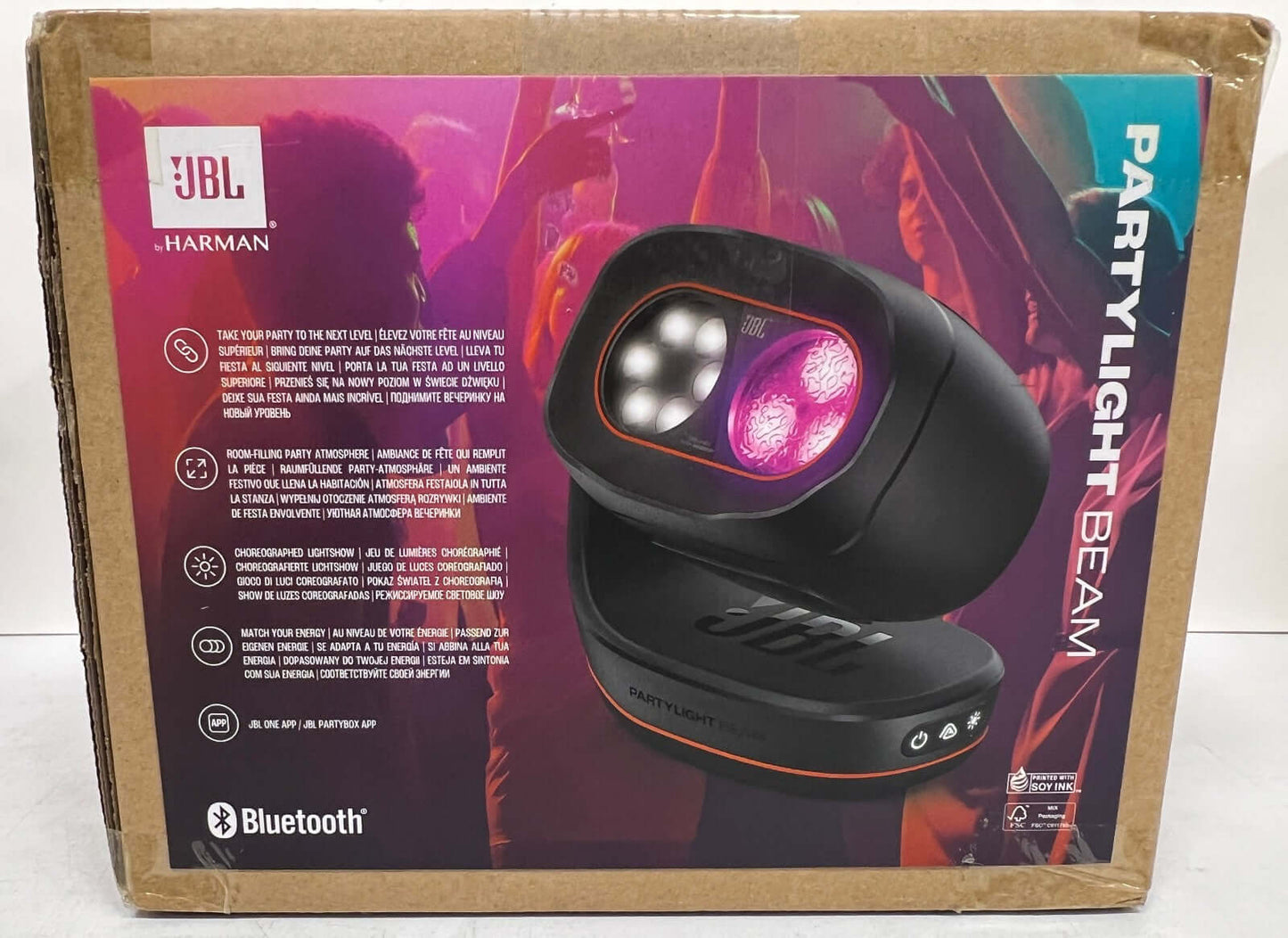 JBL PARTYLIGHT LIGHT BEAM BLUETOOTH PARTY RGB LED LIGHTING JBLPLBEAMEU BLACK NEW in packaging