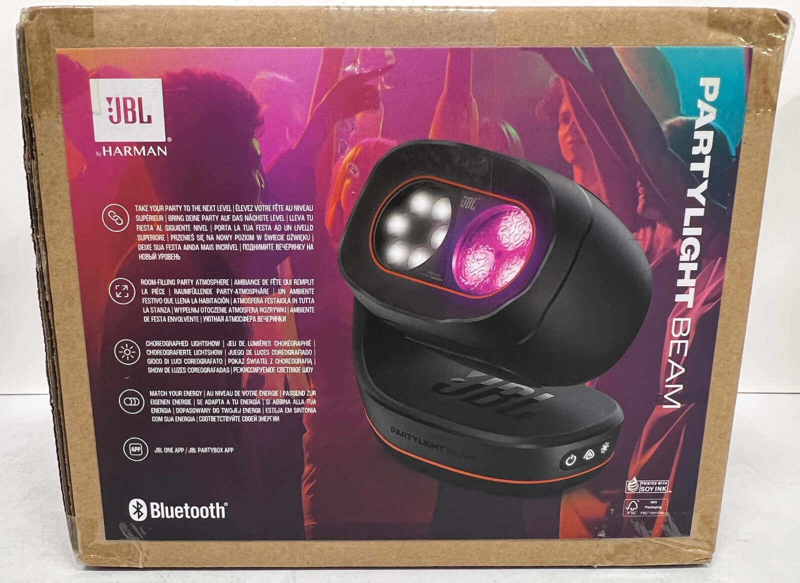 JBL PARTYLIGHT LIGHT BEAM BLUETOOTH PARTY RGB LED LIGHTING JBLPLBEAMEU BLACK NEW in packaging