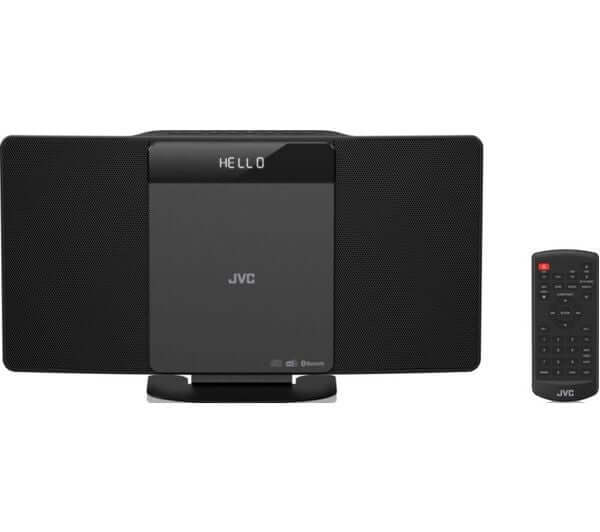 JVC RD-D325B BLUETOOTH 10W FLAT PANEL HI-FI SYSTEM DAB+ FM RADIO CD PLAYER USB with remote control.