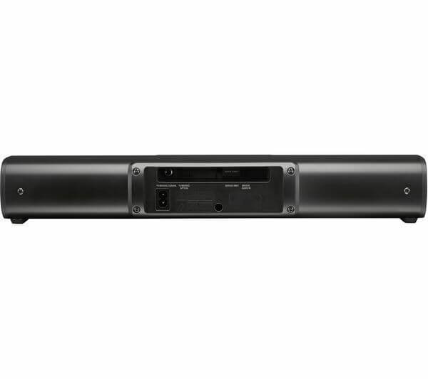 JVC TH-D227BA compact soundbar back view with optical and power connections.