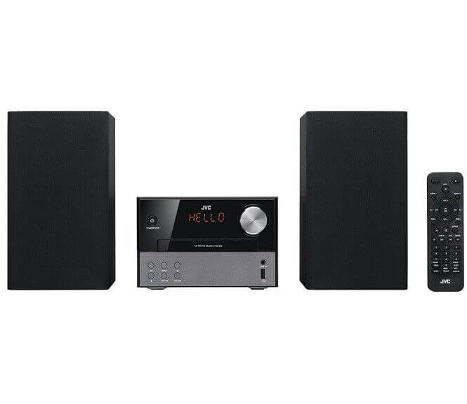 JVC HI-FI STEREO SYSTEM TRADITIONAL DAB CD WIRELESS BLUETOOTH NFC USB UX-D327B with speakers and remote control