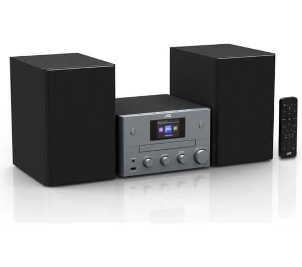 JVC UX-D425B BLUETOOTH TRADITIONAL 100W HI-FI SYSTEM DAB+ FM CD PLAYER DAB+ USB with speaker system and remote control.