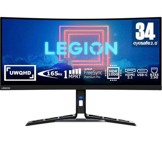 LENOVO Legion Y34WZ-30 34" Mini LED Gaming Monitor with 165Hz, 1ms, HDR 1000, HDMI 2.1 and USB-C connectivity.