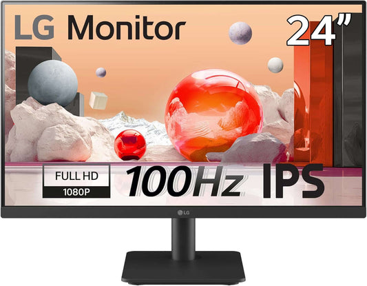 LG 24MS550 24-inch IPS LED monitor showcasing Full HD 1080p resolution and 100Hz refresh rate, sleek design.