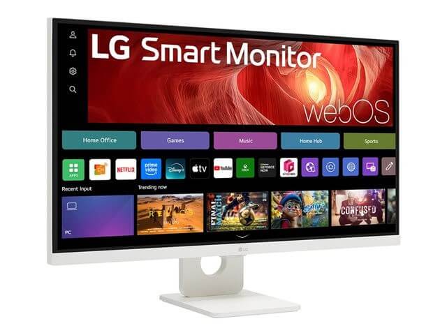 LG 27U731SA-W 27" SMART 4K MONITOR UHD ULTRA HD IPS 2160P 5MS HDR10 HDMI WHITE with webOS interface.