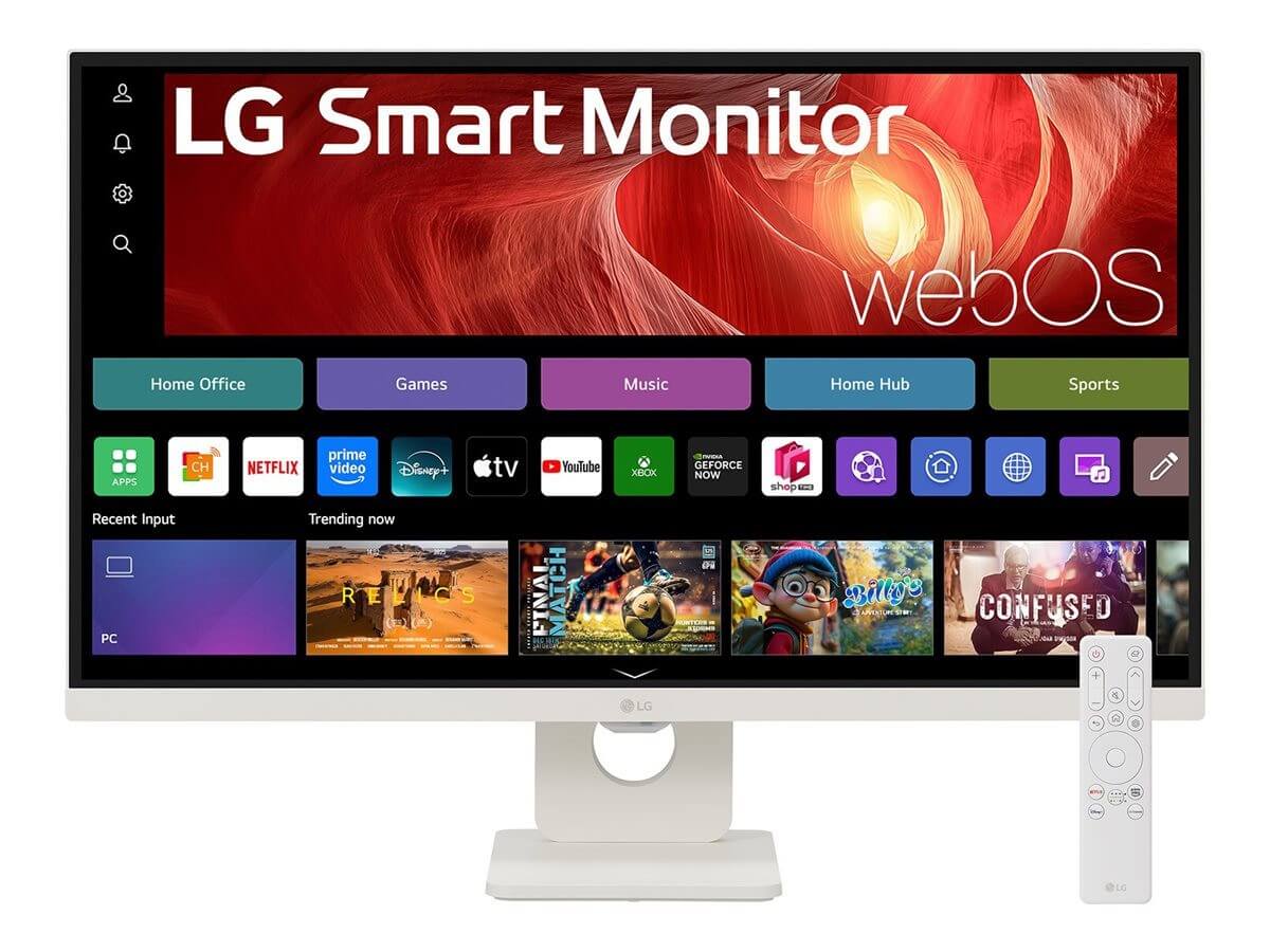 LG 27U731SA-W 27" SMART 4K MONITOR UHD ULTRA HD IPS 2160P 5MS HDR10 HDMI WHITE with webOS interface and remote.