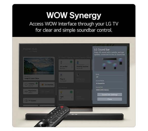 Access WOW Synergy interface for LG US60TR SOUNDBAR 5.1 440W WIRELESS SUBWOOFER BLUETOOTH HDMI USB AI SOUND PRO control.