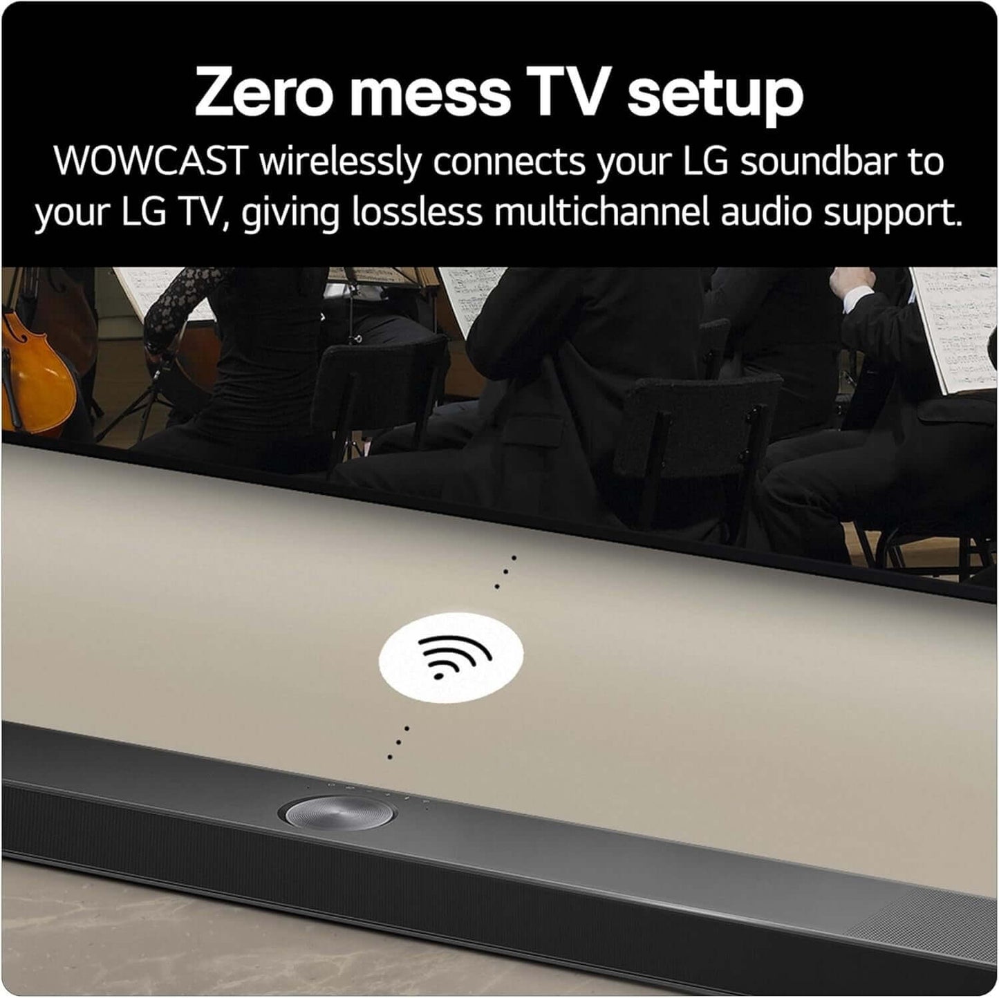 Zero mess TV setup with LG US40T SOUNDBAR 2.1 300W WIRELESS SUBWOOFER BLUETOOTH 5.3 HDMI AI SOUND PRO.