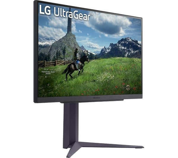 LG 27GS85Q 27" MONITOR ULTRAGEAR QUAD HD 1440P NANO IPS 1MS 180HZ GAMING HDMI in dark grey displaying a game scene.