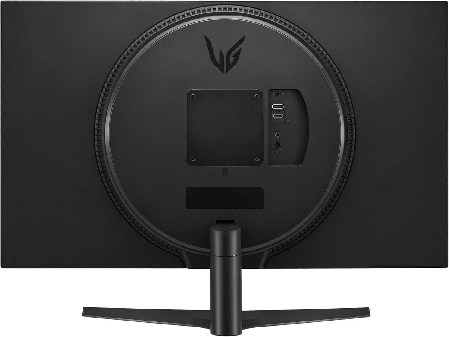 Rear view of LG UltraGear 32GN50R gaming monitor showcasing VESA mount and input ports.