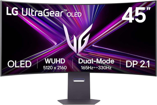 LG 45" OLED GAMING MONITOR GX9 ULTRAGEAR 5K2K DUAL 5K ULTRAWIDE CURVED 45GX950A with vibrant display features