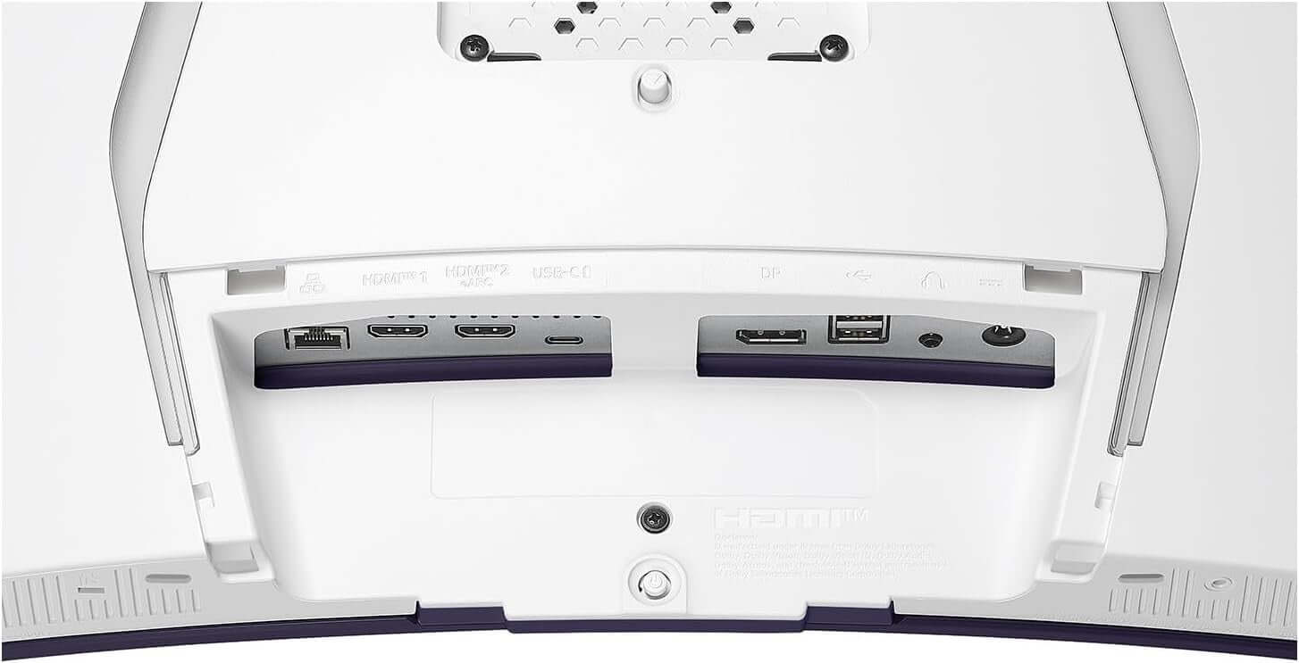 Back view of LG UltraGear GX9s monitor showing HDMI, DisplayPort, and USB ports.