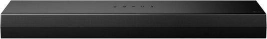LG US20A SOUNDBAR 2.0 WIRELESS BLUETOOTH 5.3 COMPACT 50W HDMI USB PORT BLACK top view showing sleek design.