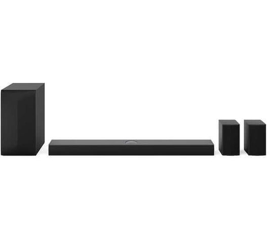LG US70TR SOUNDBAR HOME CINEMA 5.1.1 WIRELESS SUBWOOFER DOLBY ATMOS RRP £699 with sleek black design and wireless components.