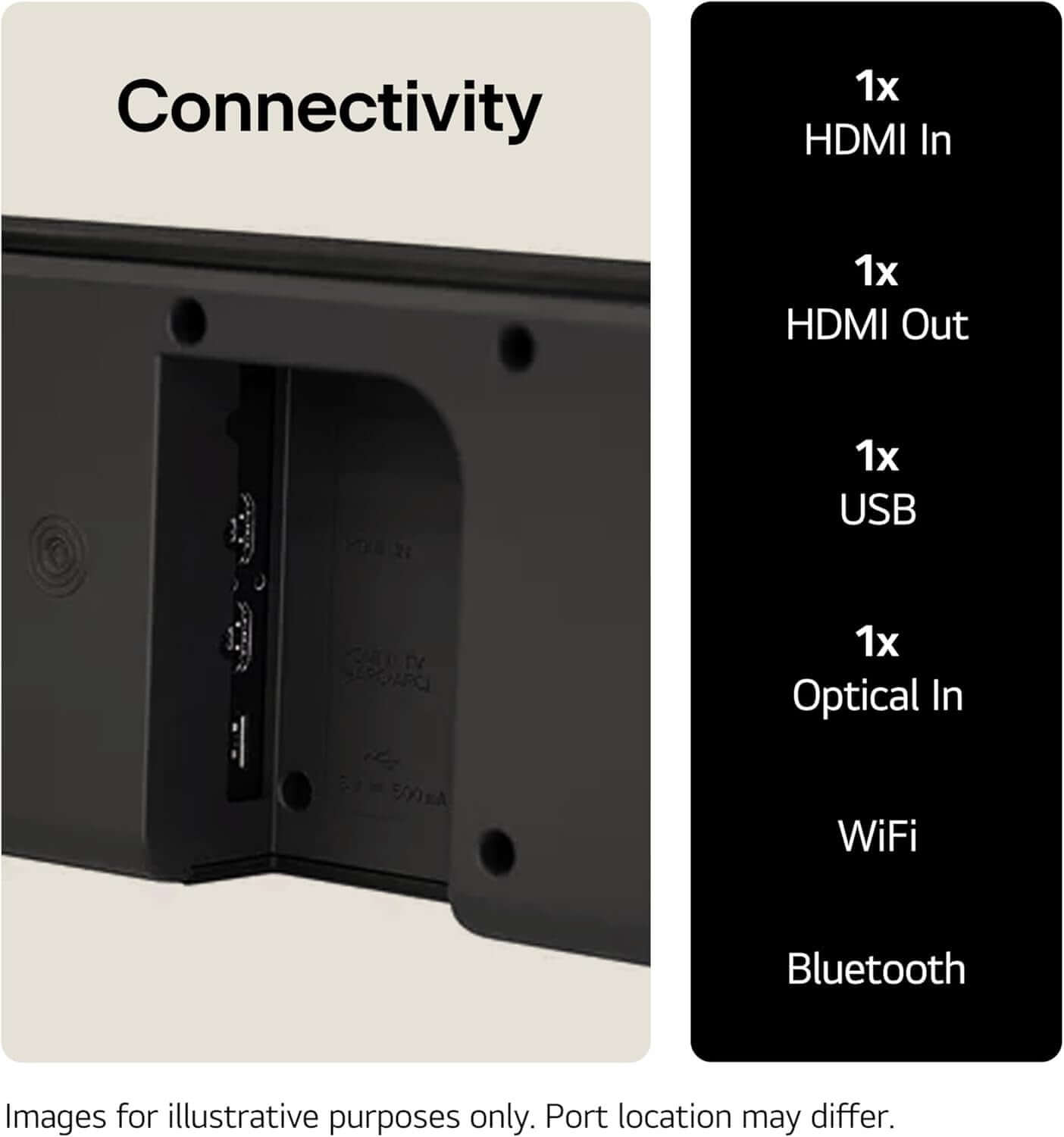 Connectivity options for LG USC9S SOUNDBAR HOME CINEMA 3.1.3 WIRELESS SUBWOOFER 4K DOLBY ATMOS RRP £999.