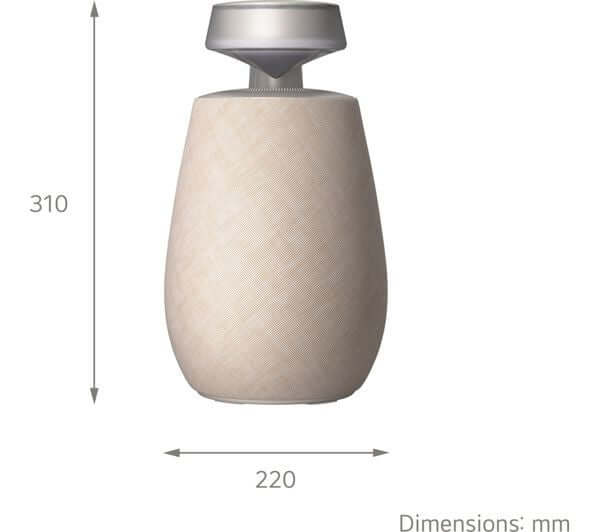 LG XBOOM 360 XO2 PORTABLE BLUETOOTH SPEAKER 40W RGB LIGHTING IP55 BEIGE XO2TBE dimensions side view