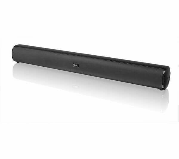 LOGIK LSB20B21 compact wireless home theatre sound bar speaker in black, designed for high-quality audio.