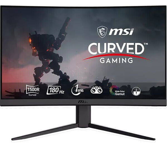 MSI G24C4 E2 24" curved gaming monitor with 180Hz refresh rate and 1ms response time.