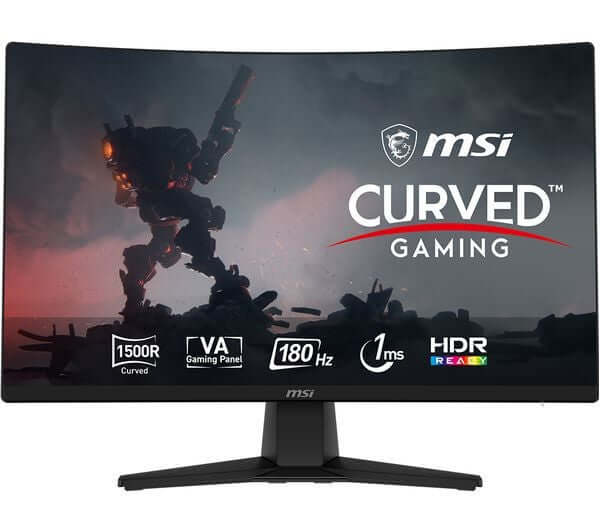 MSI MAG 242C FULL HD 24" CURVED GAMING MONITOR 1080P 4MS 180Hz HDMI DISPLAYPORT with a gaming scene.