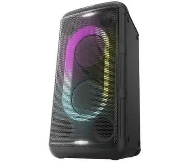 PANASONIC SC-BMAX10 BLUETOOTH 5.0 MEGASOUND PARTY LIGHTS SPEAKER BLACK 150W NEW with colorful LED lights.